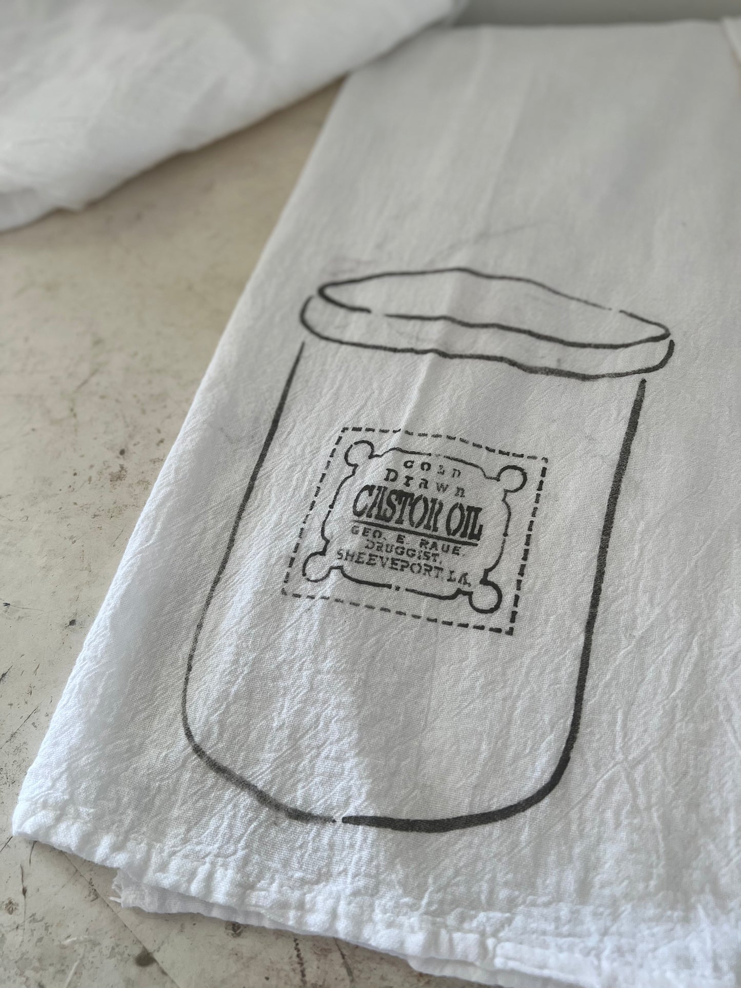 Crock Flour Sack Towel - Hand Stenciled