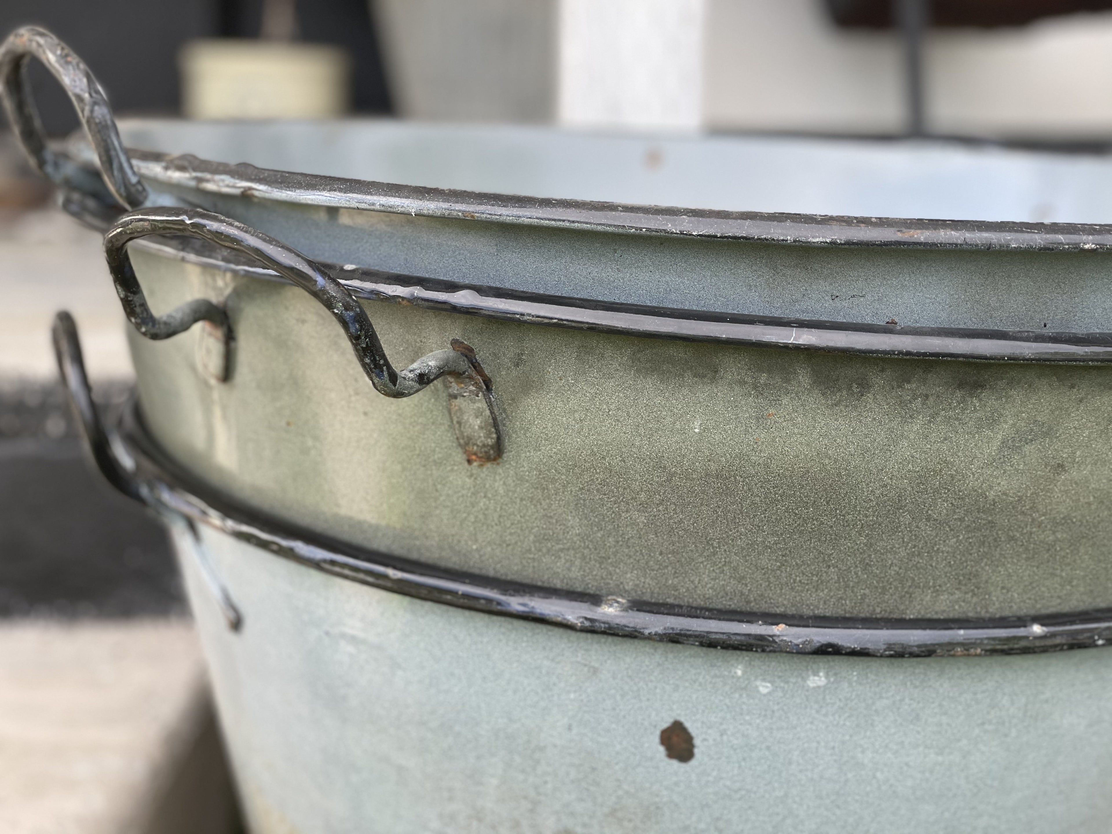 Giant European Enamel Bucket with handles