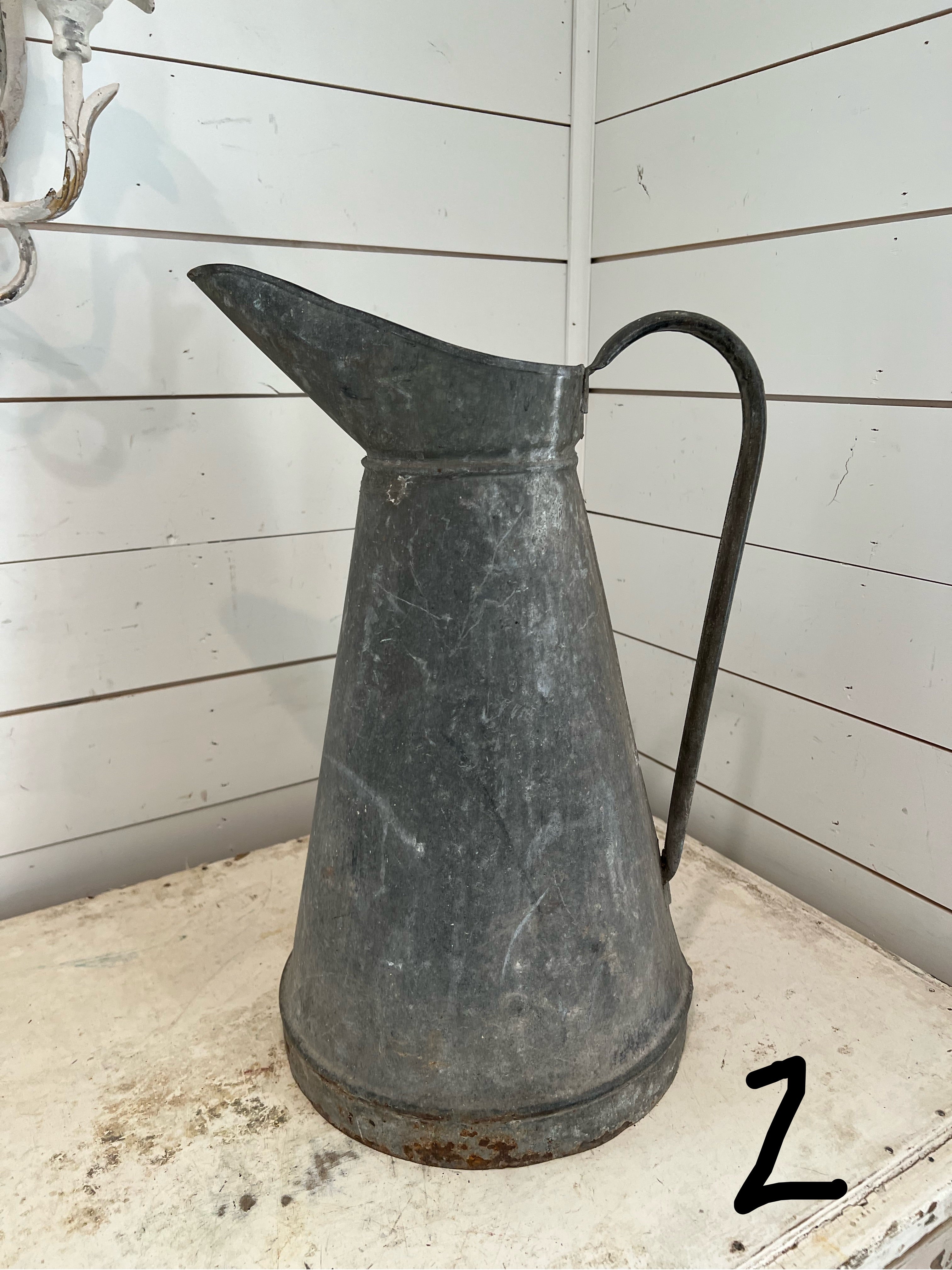 Antique Galvanized French Pitcher - Oversized/Large