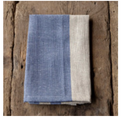 Vintage Blue Striped Woven Linen Cloth Napkin