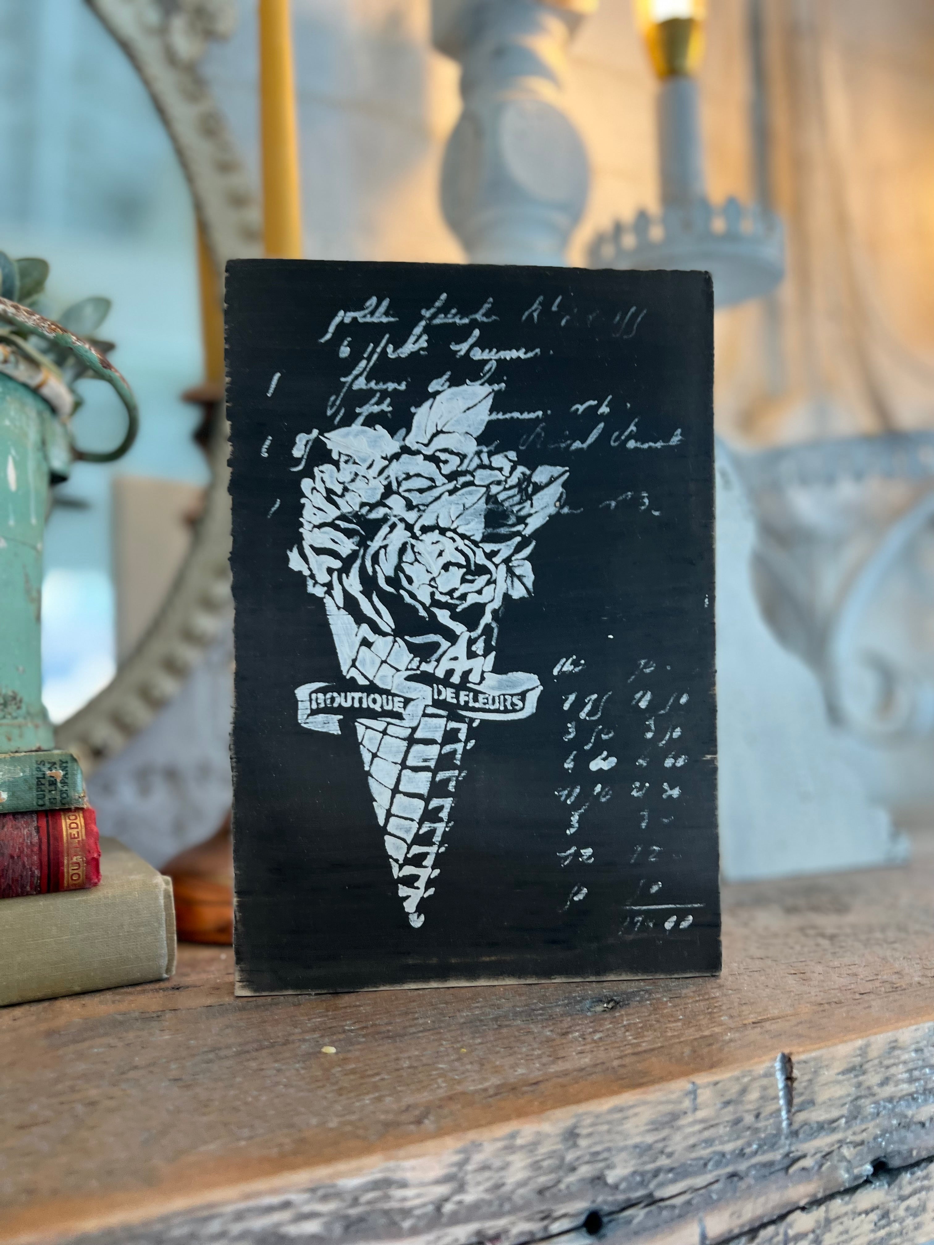 French Valentines Signs - Hand Painted and Stenciled