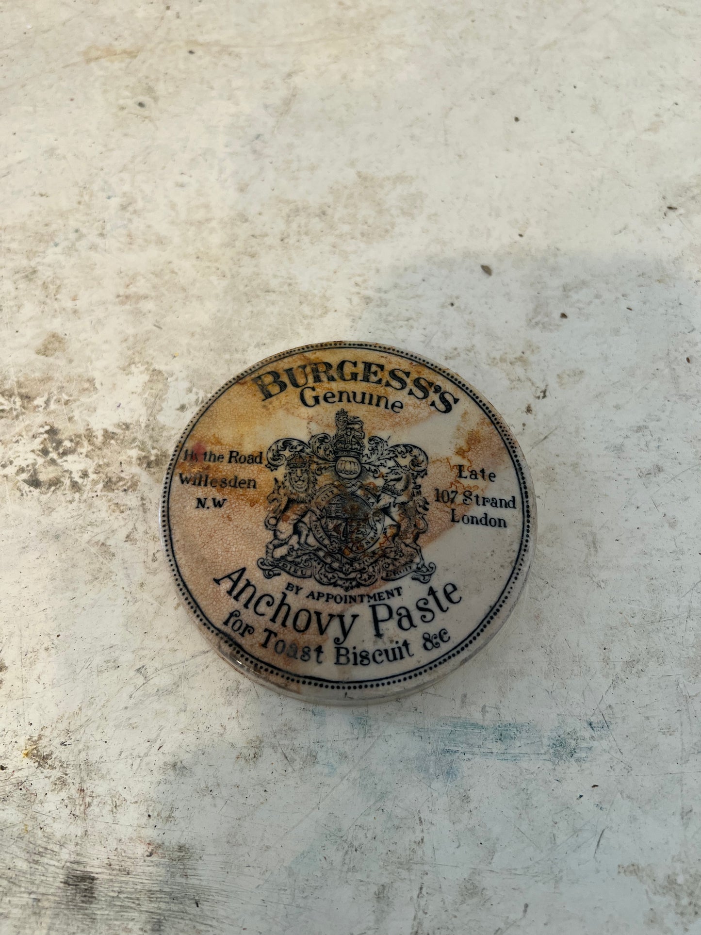 Burgess Anchovy Paste Advertising Pot Lid