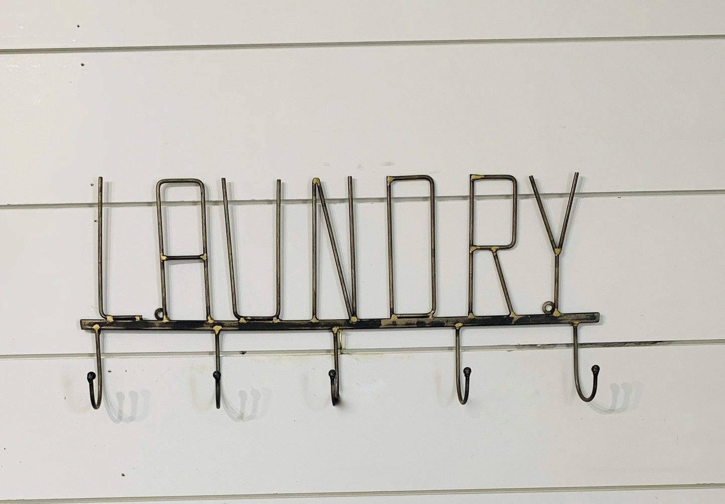 Metal Laundry Sign with Hooks