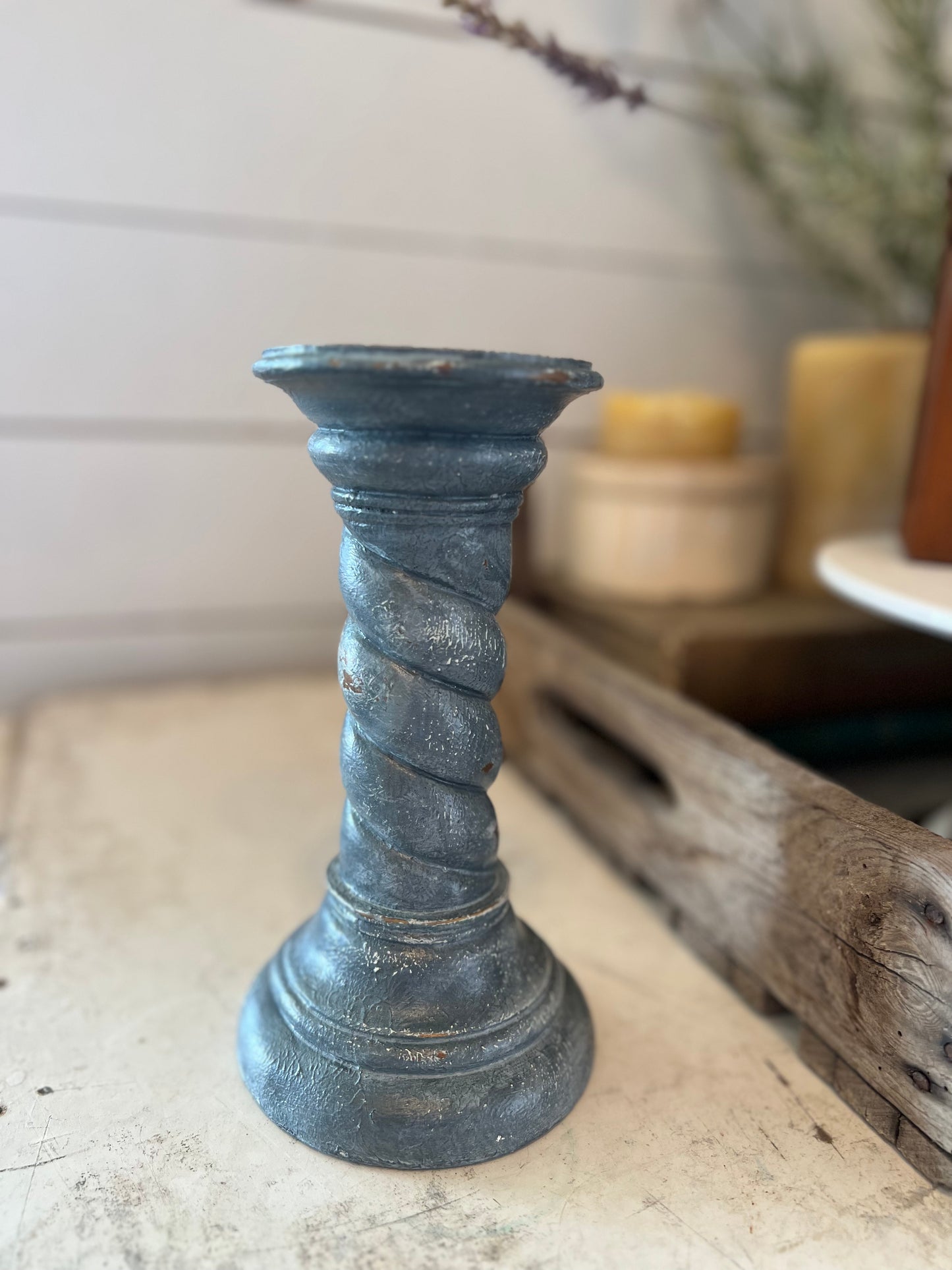 Twisted candlestick - hand painted