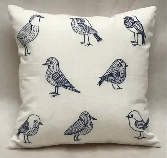 Bird Sketches Aplique Pillow