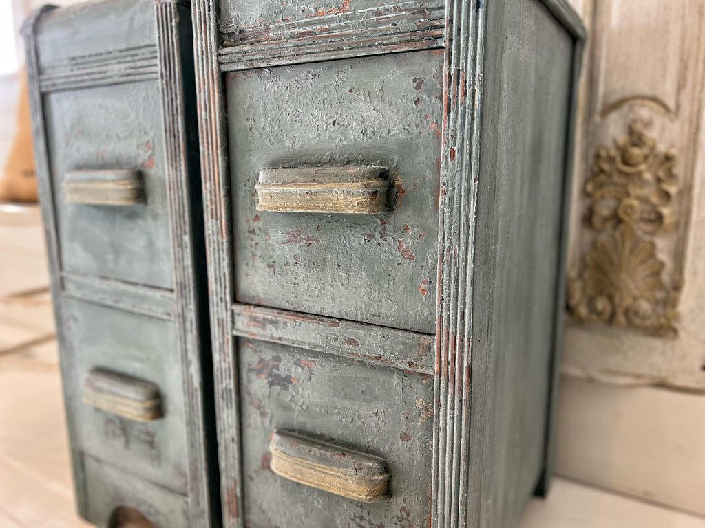 Vintage Chippy Nightstand Set