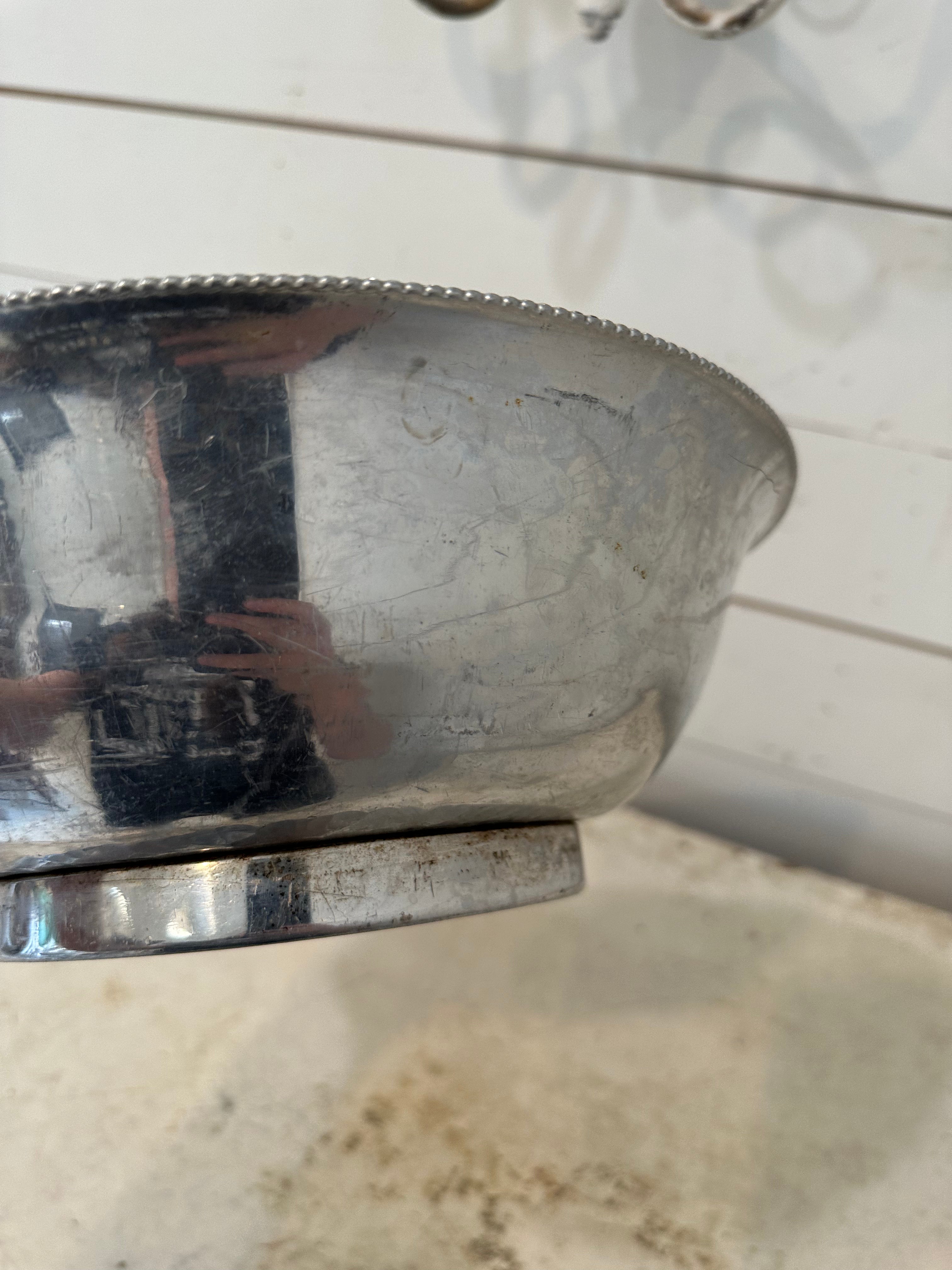 Pressed Aluminum Floral Serving Bowl