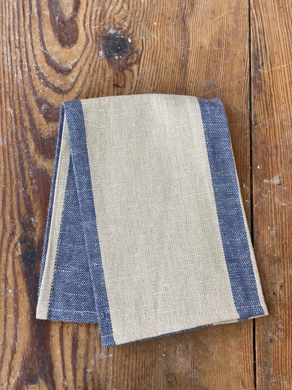 Vintage Blue Striped Woven Linen Cloth Napkin