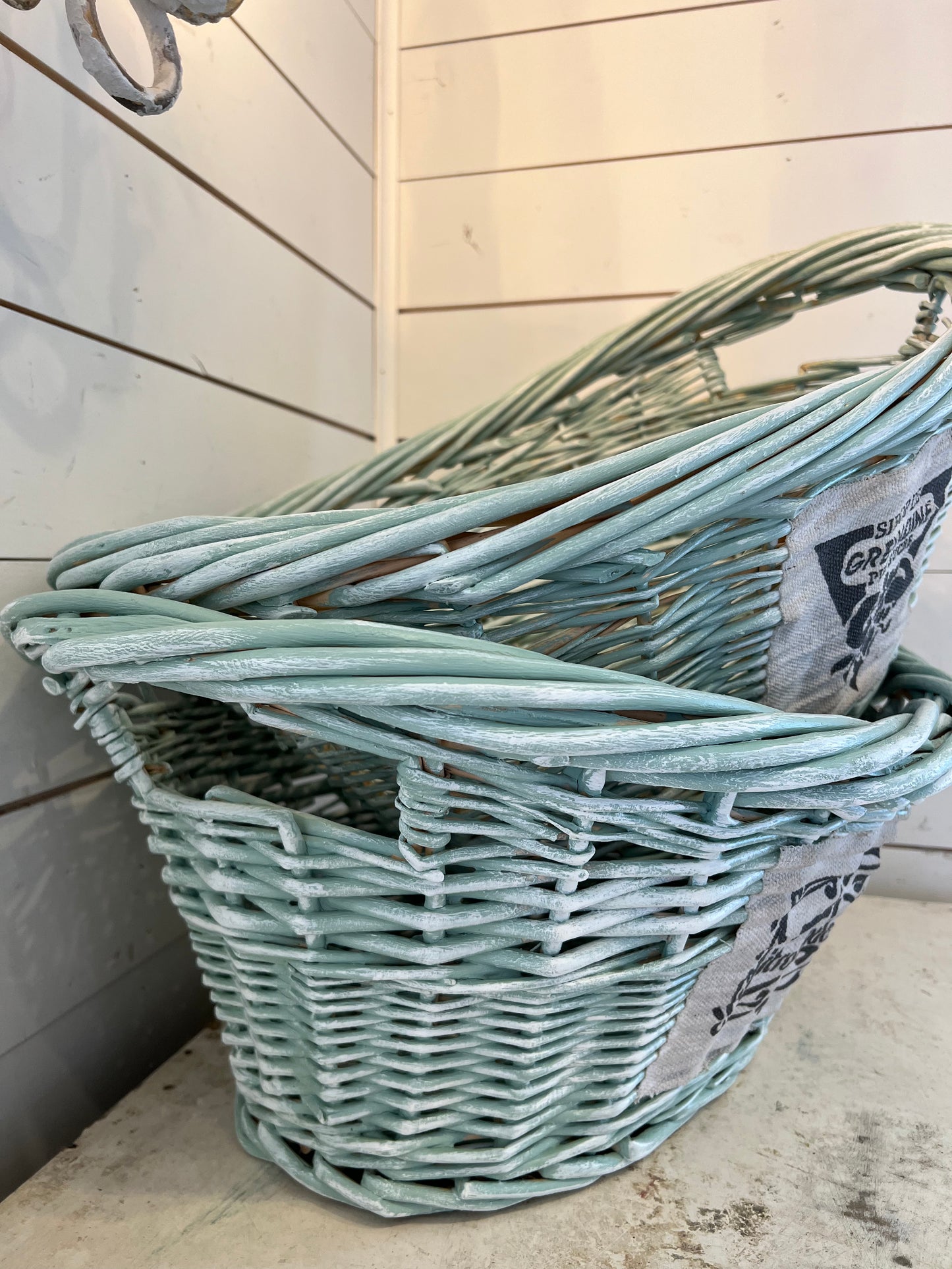 French Hand Painted Laundry Baskets