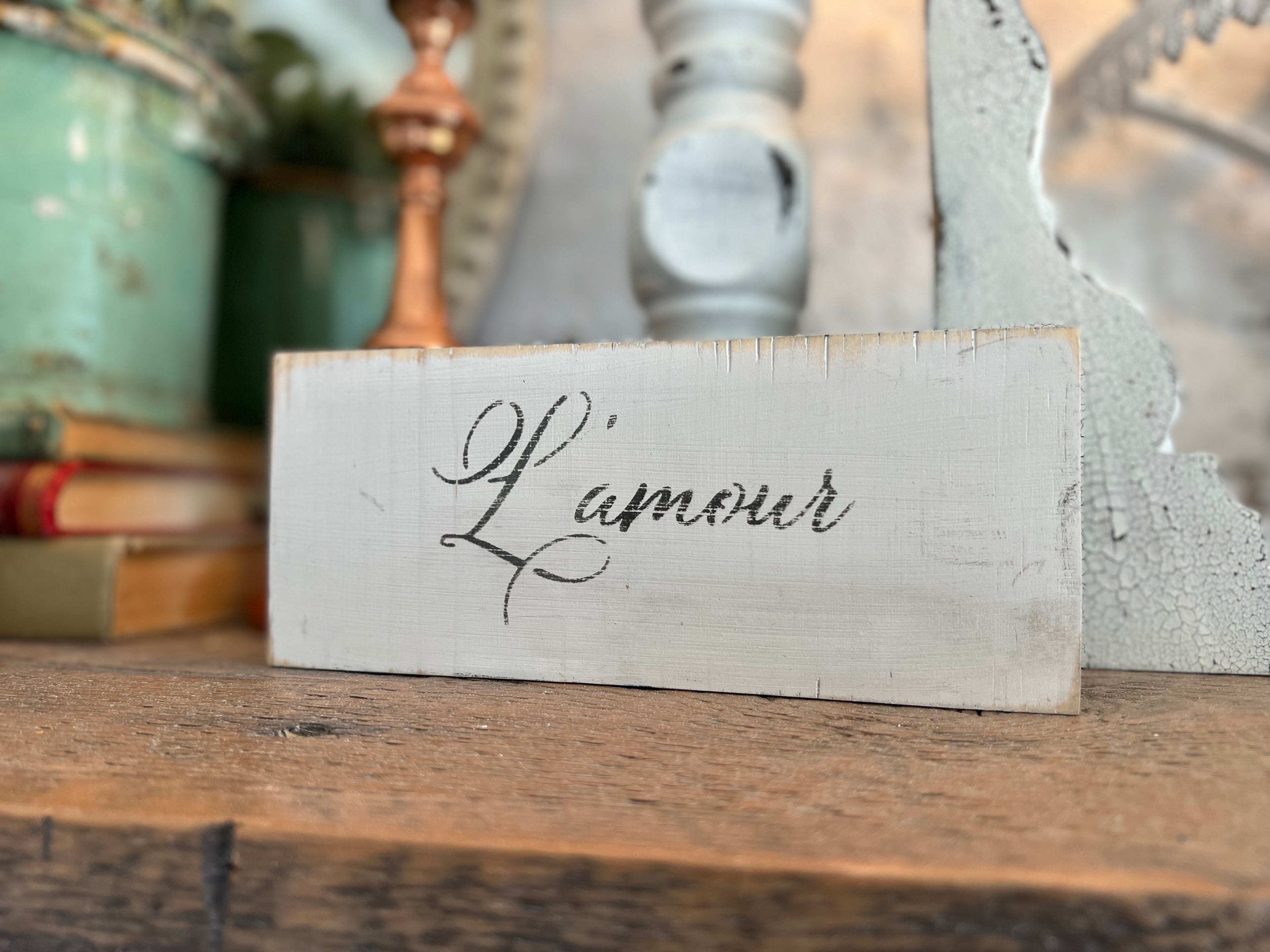 French Valentines Signs - Hand Painted and Stenciled
