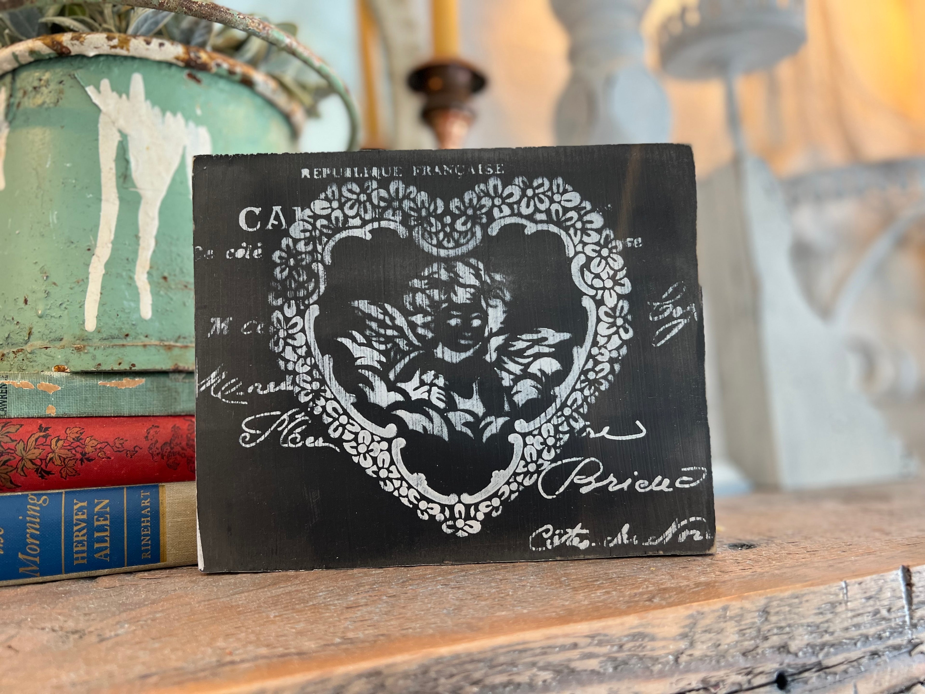 French Valentines Signs - Hand Painted and Stenciled
