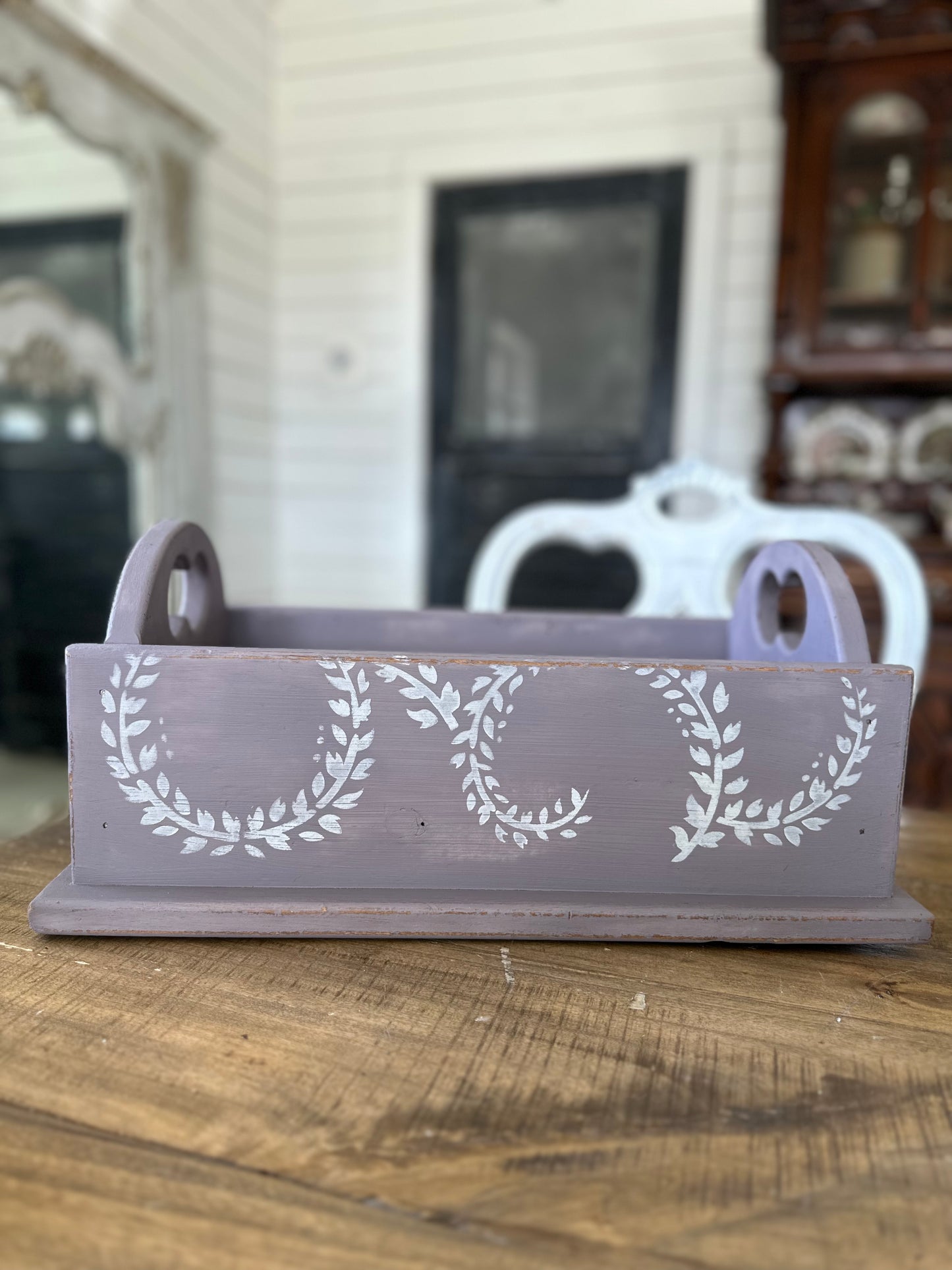 Lavender Wooden box hand painted