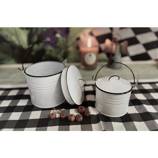 White Enamel Vintage Jar - sold individually